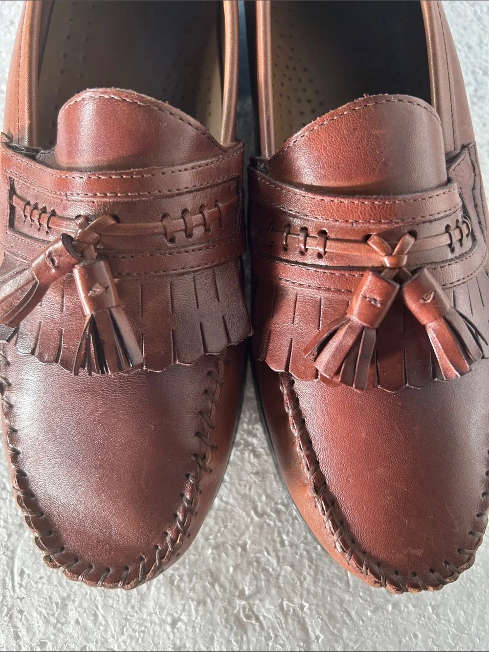 Nunn Bush SZ 10.5 Classic Brown Leather Kilt & Tassel Loafer Dress Office Casual
